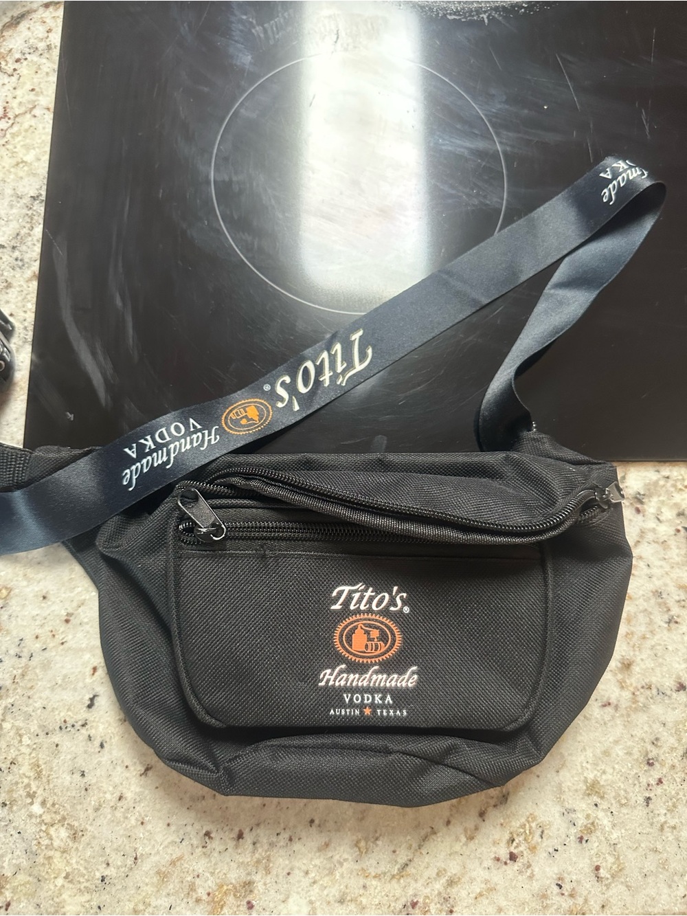 Tito's Black Branded Waist Bag with Adjustable Strap